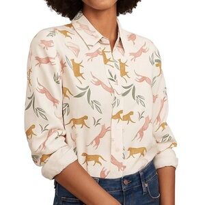 Marine Layer Sahara Button Down Shirt Cheetah Print